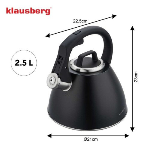 Czajnik z gwizdkiem Klausberg KB-7952 2,5L Czarny Mat