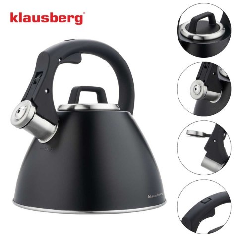 Czajnik z gwizdkiem Klausberg KB-7952 2,5L Czarny Mat