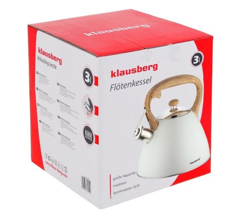 Czajnik 3,0L z gwizdkiem Klausberg KB-7264 Jasny Szary