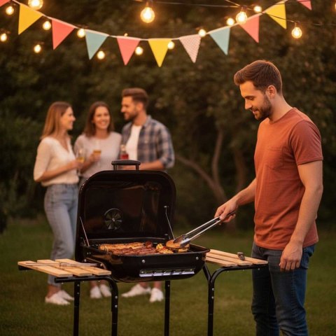 Grill węglowy na kółkach z półkami Kinghoff KH-2034