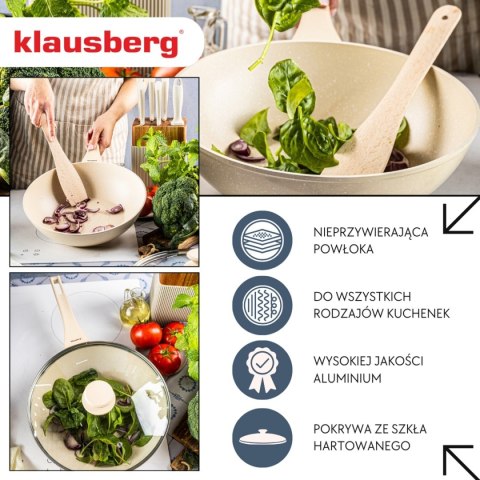 PATELNIA MARMURKOWA GŁĘBOKA WOK 28cm Z POKRYWĄ KLAUSBERG 28cm KB-7991