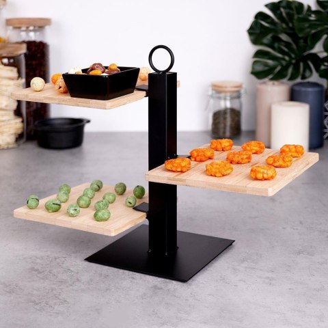 Patera 3-poziomowa Loft z bambusowymi tacami i miseczką 32 cm