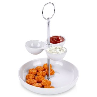 Patera porcelanowa piętrowa Alpina 2-poziomowa na przekąski i sosy