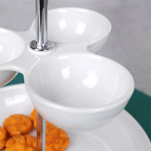 Patera porcelanowa piętrowa Alpina 2-poziomowa na przekąski i sosy