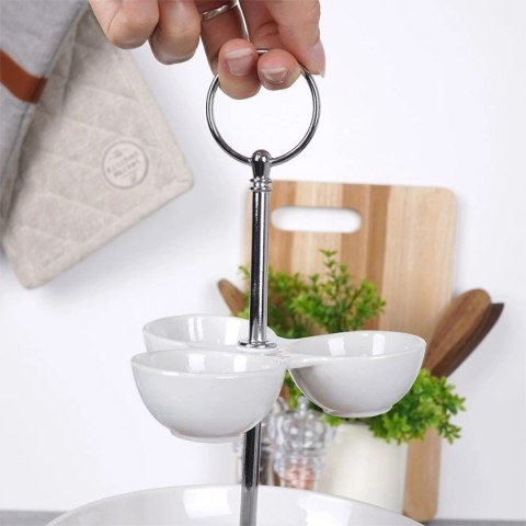 Patera porcelanowa piętrowa Alpina 2-poziomowa na przekąski i sosy