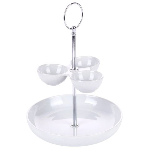 Patera porcelanowa piętrowa Alpina 2-poziomowa na przekąski i sosy