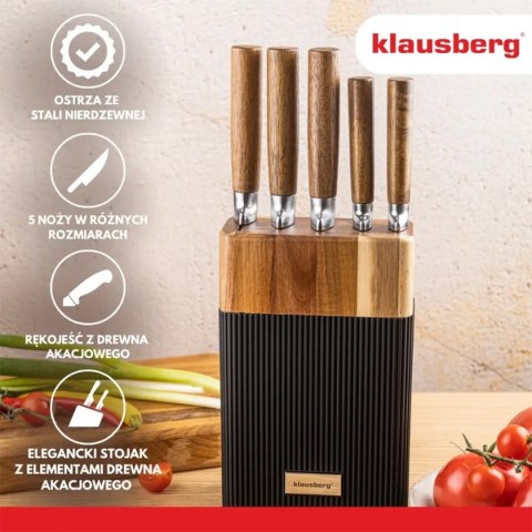Zestaw noży Klausberg KB-7981 w bloku akacjowym 5 noży