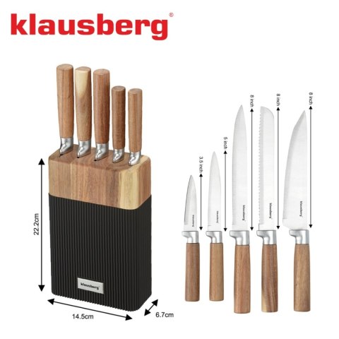 Zestaw noży Klausberg KB-7981 w bloku akacjowym 5 noży