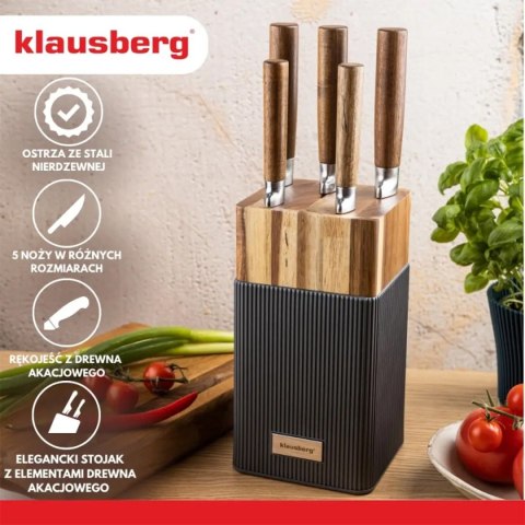 Zestaw noży Klausberg KB-7983 w bloku akacjowym 5 noży