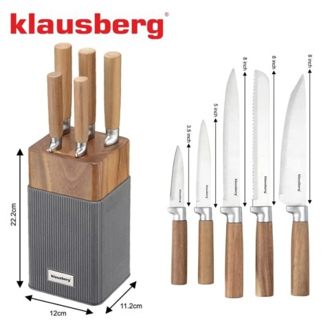 Zestaw noży Klausberg KB-7983 w bloku akacjowym 5 noży
