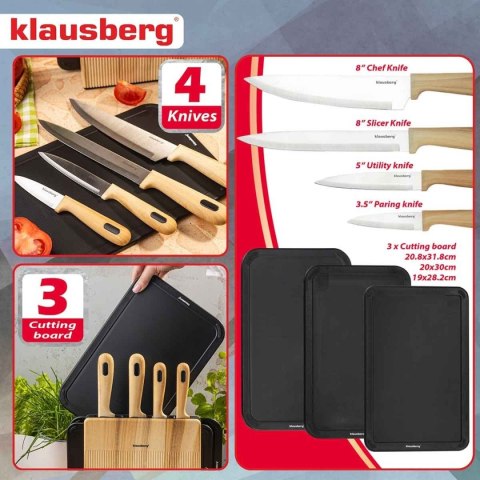 Zestaw noży i desek kuchennych Klausberg KB-9037 ze stojakiem