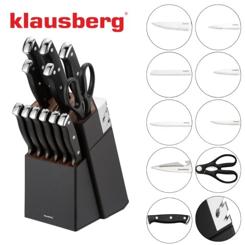 Zestaw noży Klausberg KB-7985 w bloku z ostrzałką 13 elementów