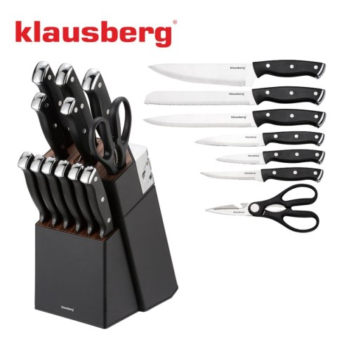 Zestaw noży Klausberg KB-7985 w bloku z ostrzałką 13 elementów