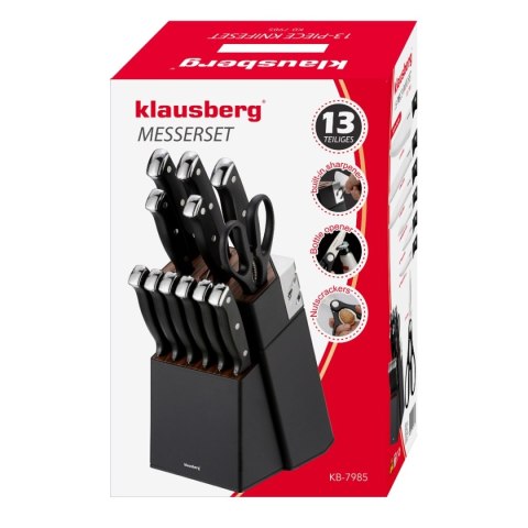 Zestaw noży Klausberg KB-7985 w bloku z ostrzałką 13 elementów