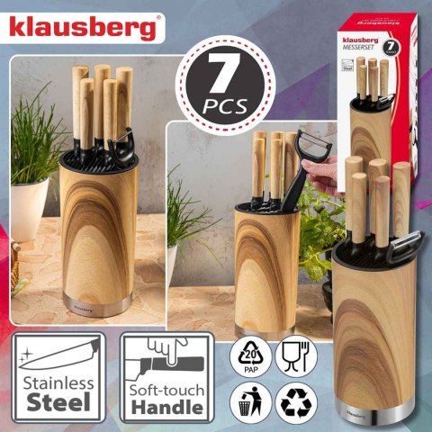 Zestaw noży kuchennych Klausberg KB-9036 z obieraczką i blokiem 7 elementów